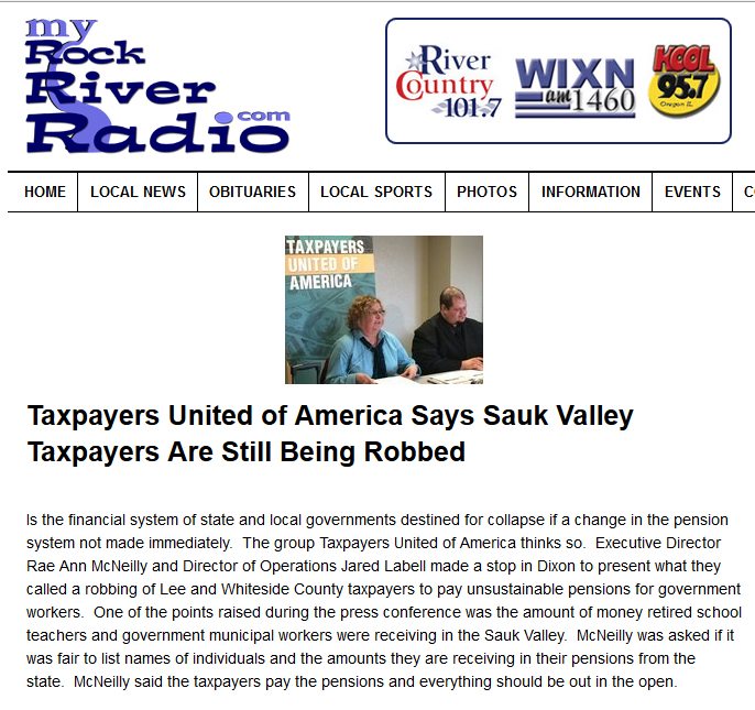 My Rock River Radio | Taxpayers United of America Says Sauk Valley Taxpayers Are Still Being Robbed